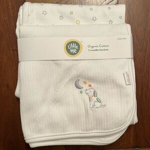 NWT Little Me Starry Dog Organic Cotton Blanket Set